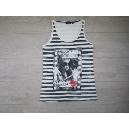 YEZZ Blauw wit gestreept tanktop, mt M