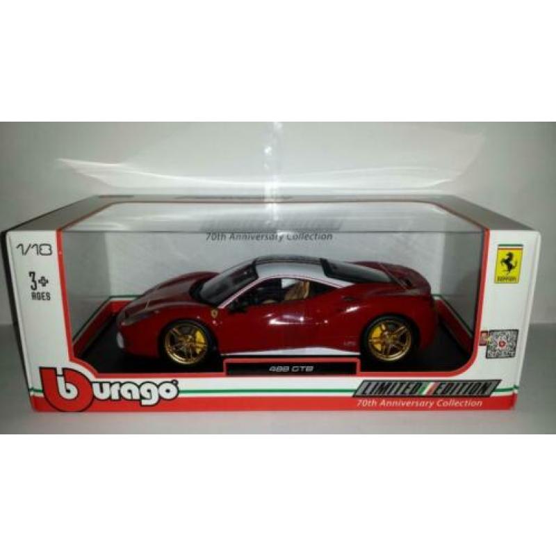 Bburago 1:18 Ferrari 488 GTB The Lauda 2017 rood/wit nieuw
