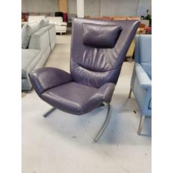 Rolf Benz Fauteuil Met Voetenbank Paars Leer Stoel Fauteuils