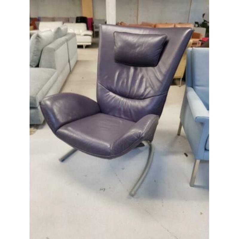 Rolf Benz Fauteuil Met Voetenbank Paars Leer Stoel Fauteuils