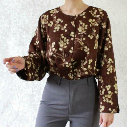 Vintage bruin blouse 2.0 geel bloem