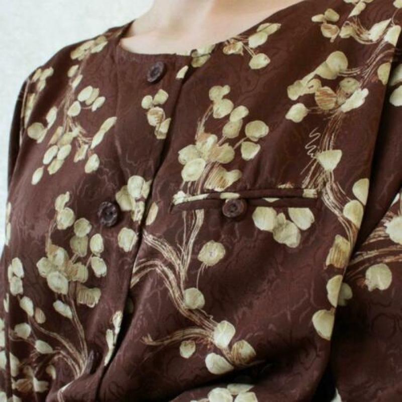 Vintage bruin blouse 2.0 geel bloem