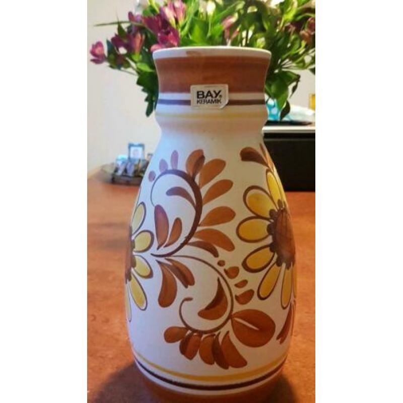 BAY-KERAMIK, vintage vaas, gebloemd, keramiek