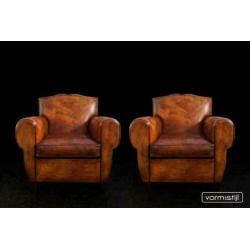 Country Life Style: Art Deco Fauteuils in natuurecht leder