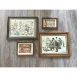 4 stuks Anton Pieck in lijst