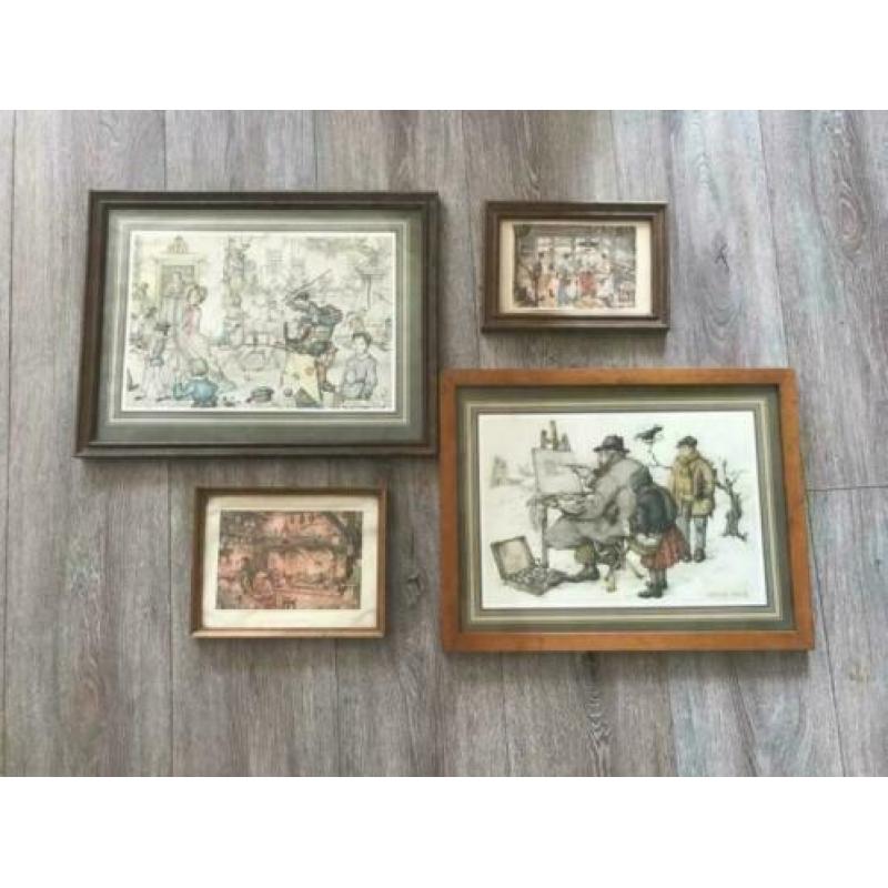 4 stuks Anton Pieck in lijst