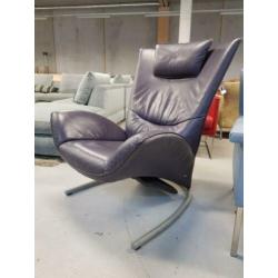 Rolf Benz Fauteuil Met Voetenbank Paars Leer Stoel Fauteuils
