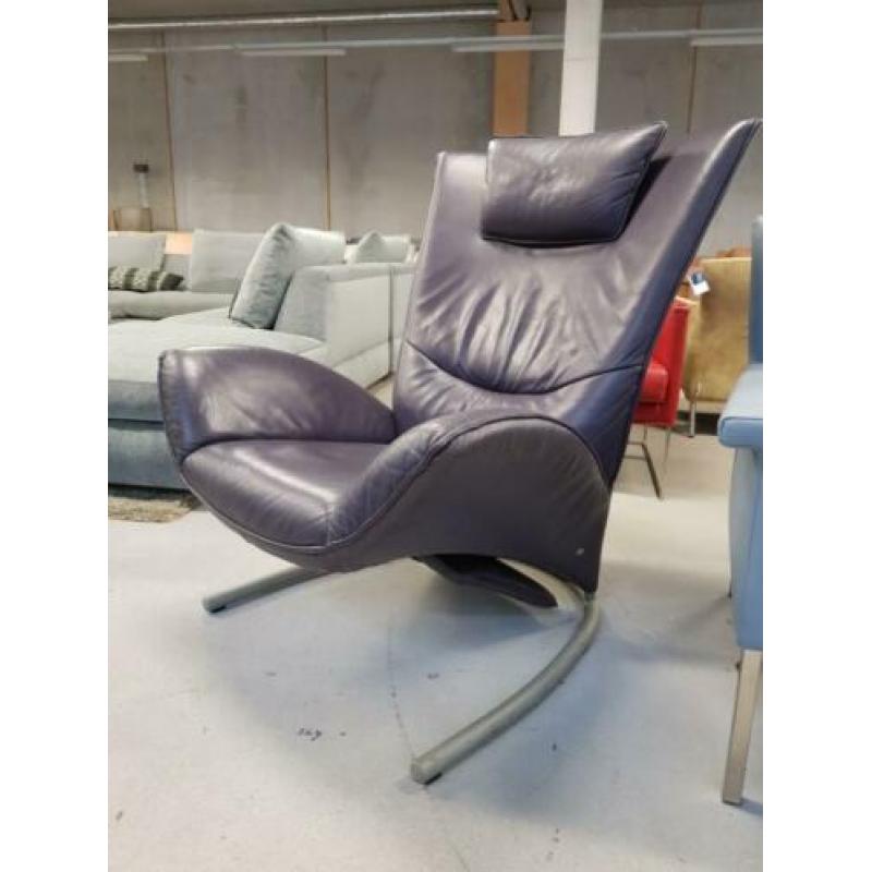 Rolf Benz Fauteuil Met Voetenbank Paars Leer Stoel Fauteuils