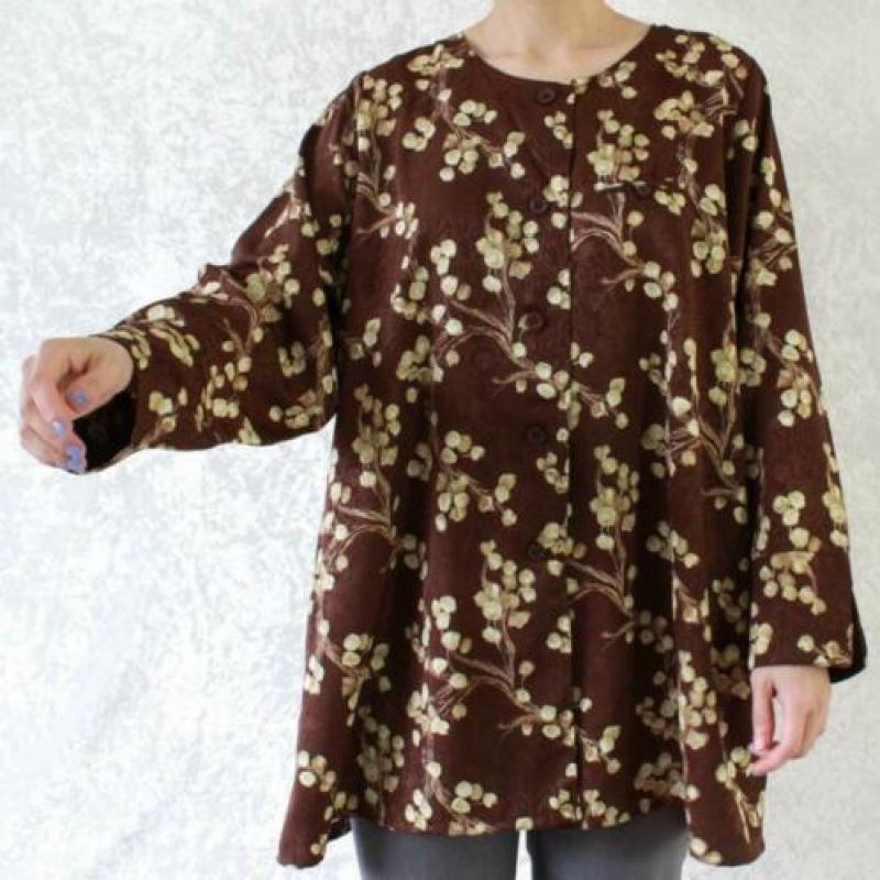Vintage bruin blouse 2.0 geel bloem