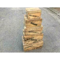 Kisten met deksel / speelgoedkisten van hout , 5-delig
