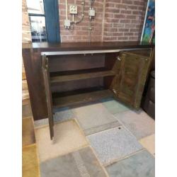 Dressoir massief teakhout rvs strip