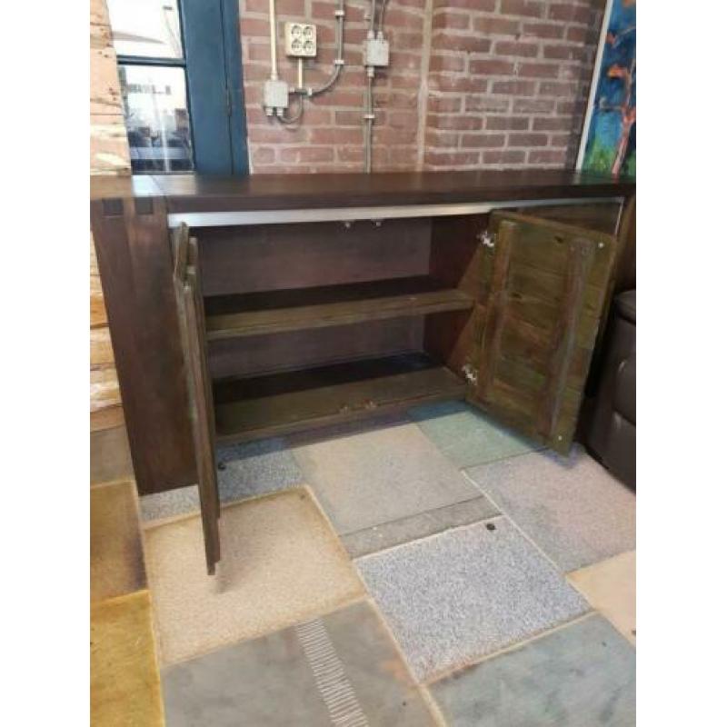 Dressoir massief teakhout rvs strip