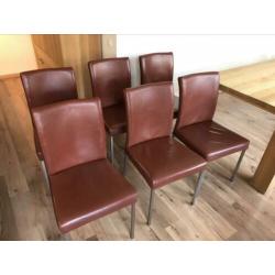 6 bordeauxrode eetkamerstoelen