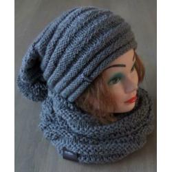 hand gebreide ribbel beanie met col in div kleuren