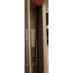 Witte houten jaloezie met bruine band 2.17 breed/1.78,5 hoog