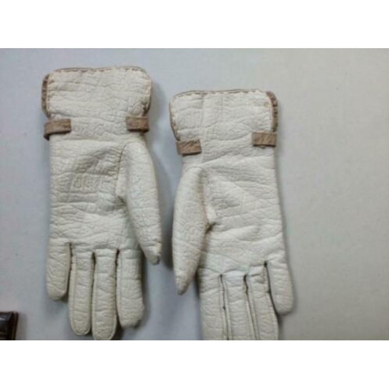 Vintage leren handtas/portemonnee/handschoenen.Van Raalte.