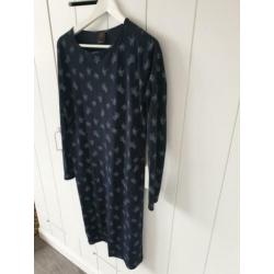 Penn & Ink jurk 36 donkerblauw veren travelstof