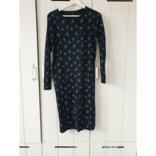 Penn & Ink jurk 36 donkerblauw veren travelstof