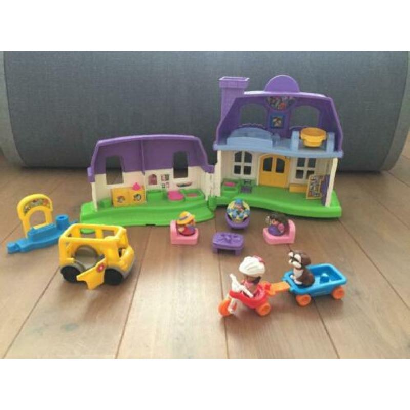Little People huis met geluid incl. poppetjes, auto en fiets