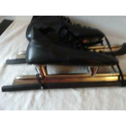 zwart leren schaatsen, noren,FREETIME,mt 42