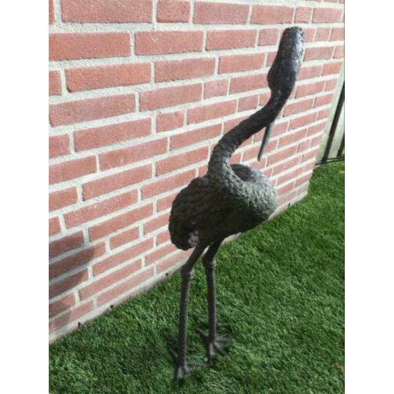 Bronzen kraanvogel(84 cm hoog)