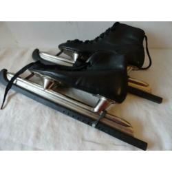 zwart leren schaatsen, noren,FREETIME,mt 42