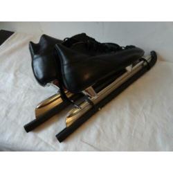 zwart leren schaatsen, noren,FREETIME,mt 42