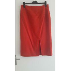 Mooie scarva 100% lamswollen rode rok maat 46, taille plat 4
