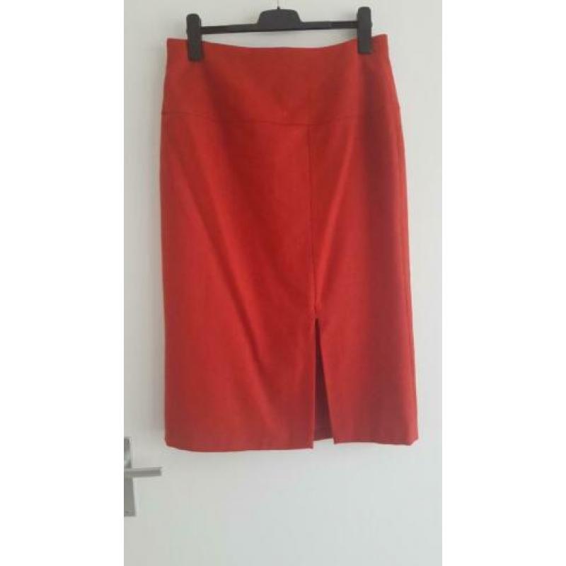Mooie scarva 100% lamswollen rode rok maat 46, taille plat 4