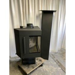 Harrie leenders trias mk2 design houtkachel op voet zgan.