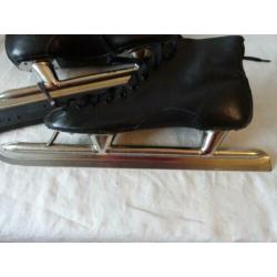 zwart leren schaatsen, noren,FREETIME,mt 42