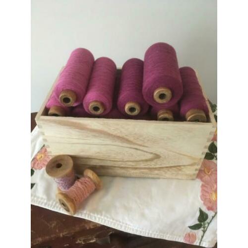 houten brocante klossen - 3 x oud roze