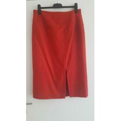 Mooie scarva 100% lamswollen rode rok maat 46, taille plat 4