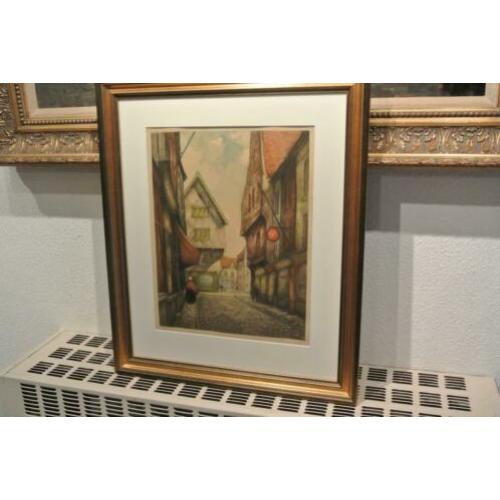 3 xGesign. Aquarellen / Litho 1 x nr.151 Stadsgez.