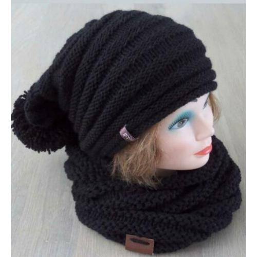 hand gebreide ribbel beanie met col in div kleuren