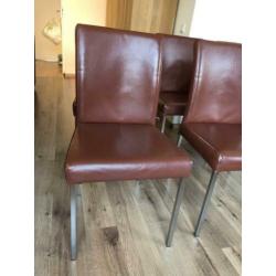 6 bordeauxrode eetkamerstoelen