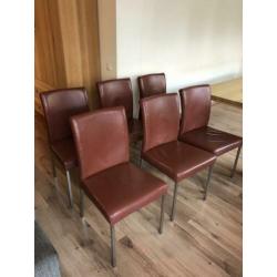 6 bordeauxrode eetkamerstoelen