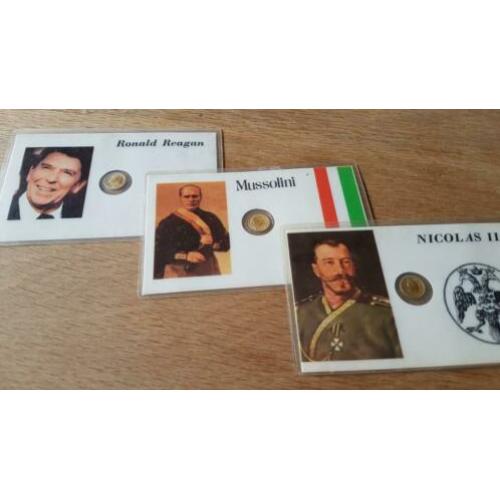 Drie coincards 8karaat goud muntje