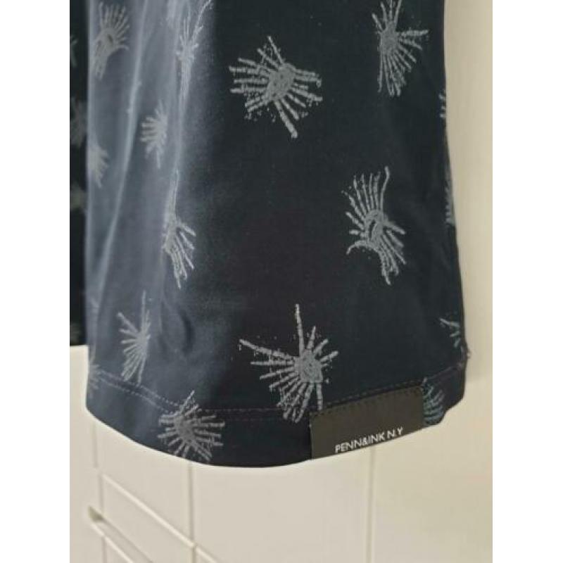 Penn & Ink jurk 36 donkerblauw veren travelstof