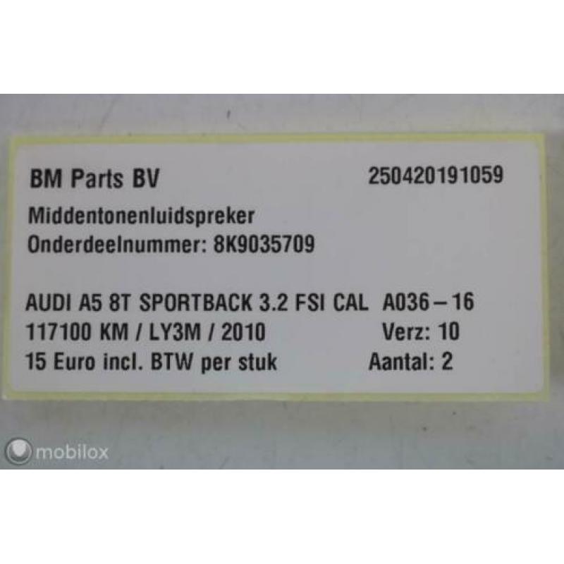 Middentonenluidspreker Audi A5 8T 8K9035709