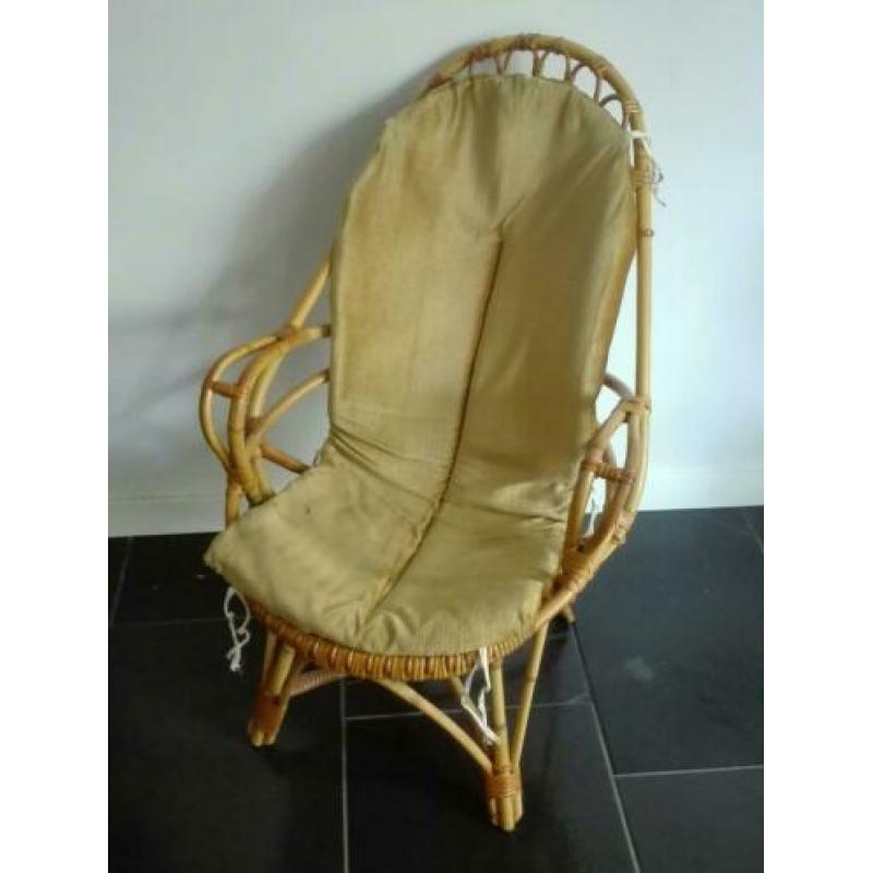 Vintage jaren 50 rotan stoe Rohé Noordwolde