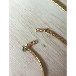 Double gold- plated ketting met armband 60 cm lang