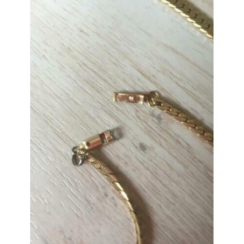 Double gold- plated ketting met armband 60 cm lang