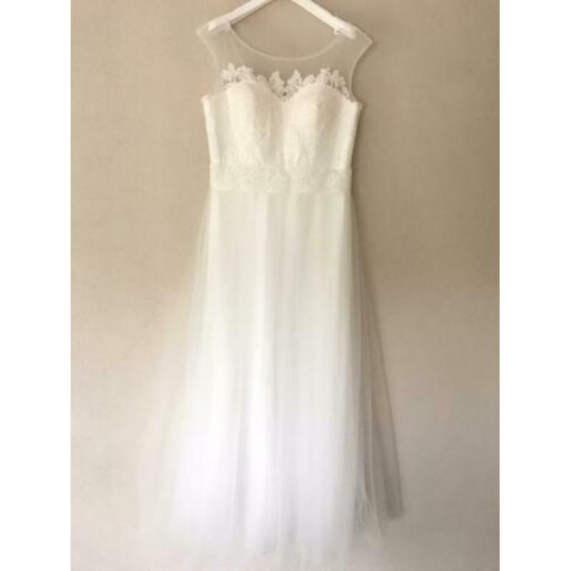 Nieuwe trouwjurk maat 42 44 kant tule rok zonder sleep