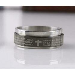 ring van staal met kruis en tekst maat 17 of 18 of 20 of 21