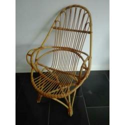 Vintage jaren 50 rotan stoe Rohé Noordwolde