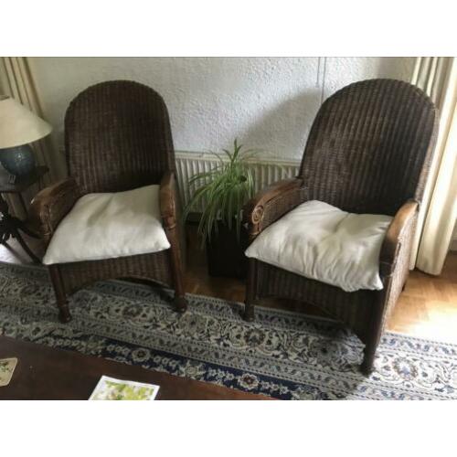 Mooie set rieten fauteuils