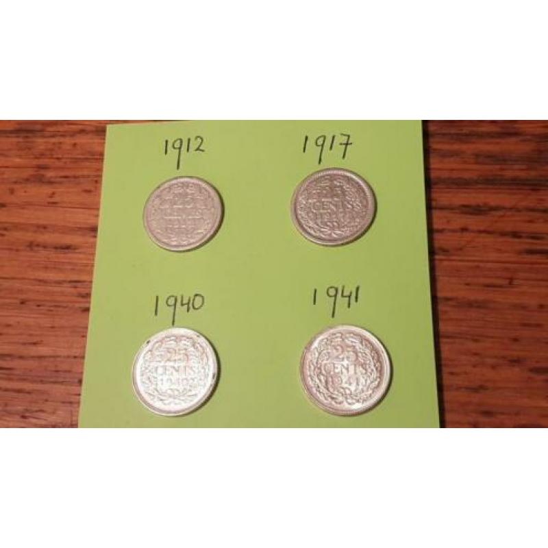 Lot kwartjes 1912 (f), 1917 (zf-), 1940 ((P) en 1941(P