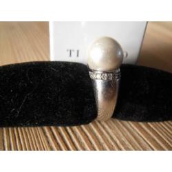 Ti Sento zilveren ring maat 57 met parel en zirkonia's