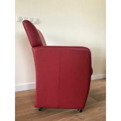 Eetkamerstoelen leer rood, set van 6